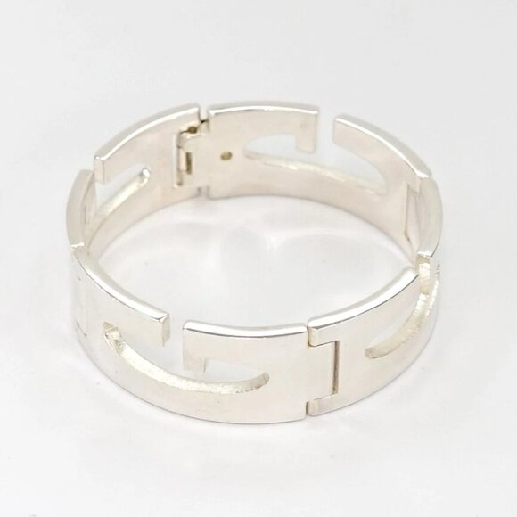 GUCCI Cut Out G Logo Link Bracelet 6.7" Silver 925 Auth w/Box #1662-6 - Picture 1 of 9